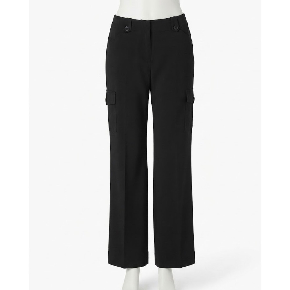 White House Black Market Legacy Black Cargo Wide Leg Trousers Pants Size 12R